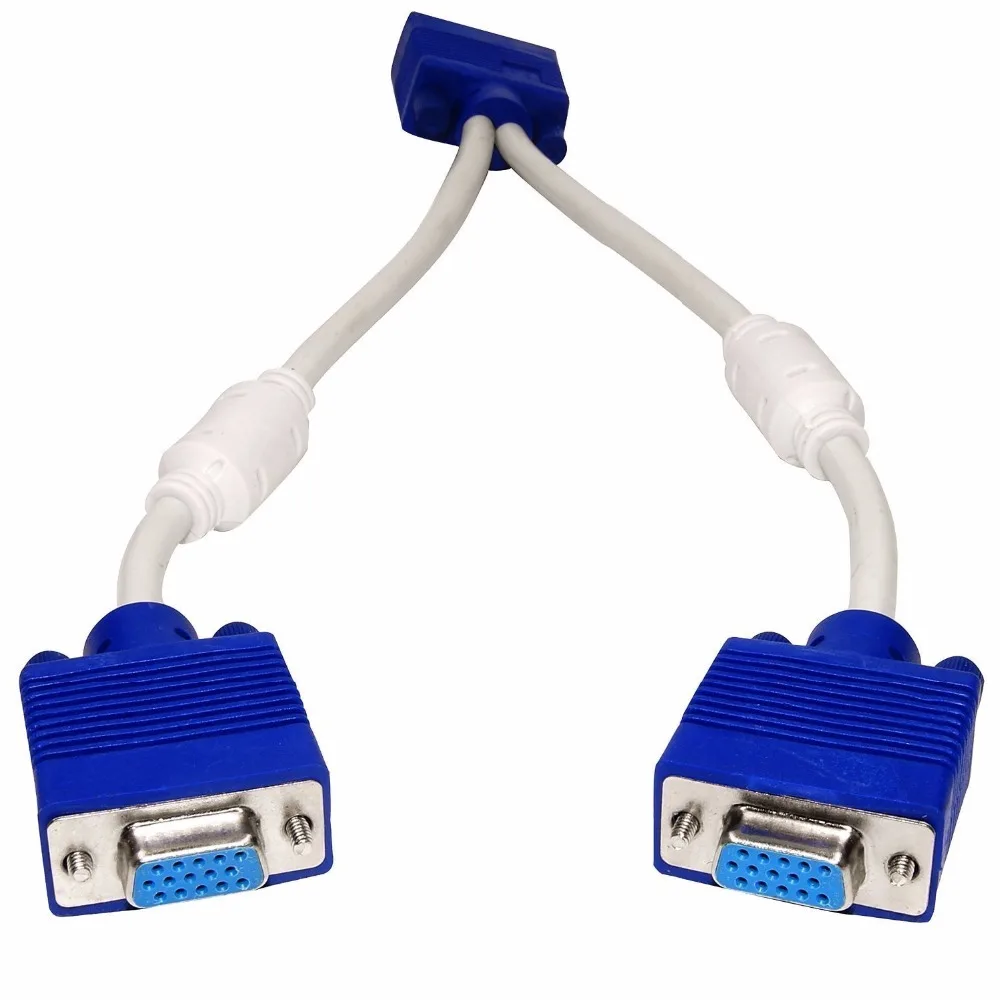 Pc Display VGA 1 male to dual 2 female monitor splitter cable video 15 pin KY