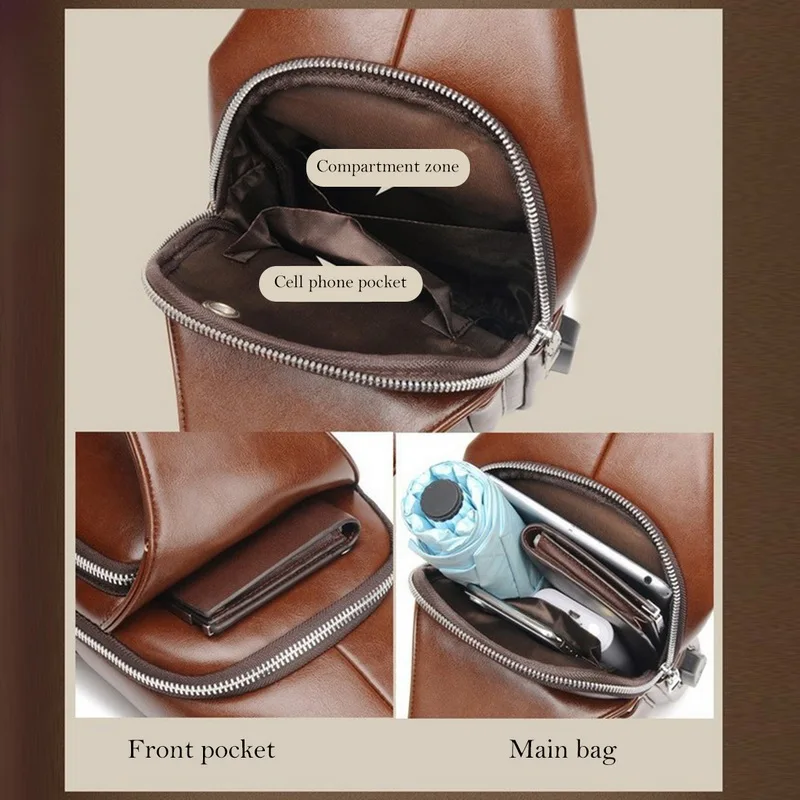 Lammei мужские сумки через плечо мужская USB нагрудная сумка-мессенджер кожаная сумка через плечо диагональная посылка для путешествий