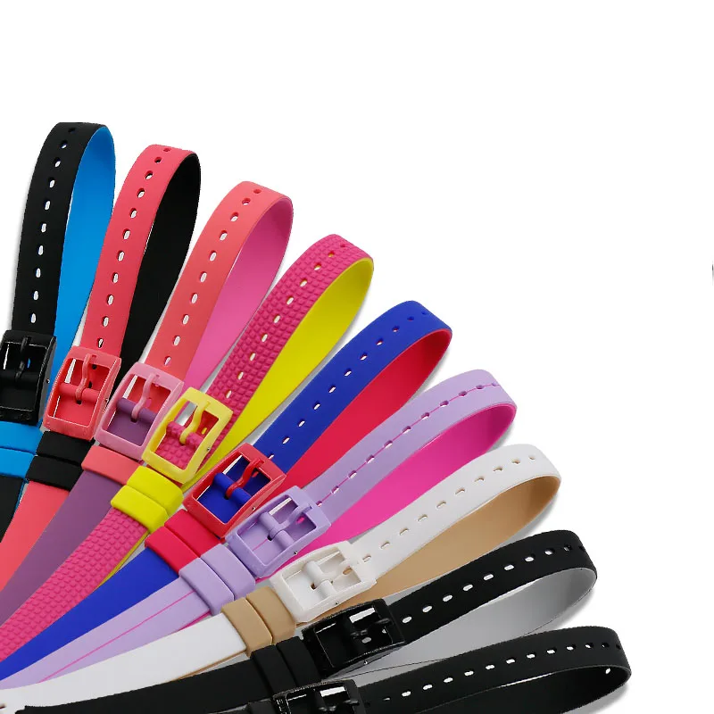 

Long silicone strap watch accessories women's children's bracelet for Swatch pin buckle 12mm sports waterproof strap watch band