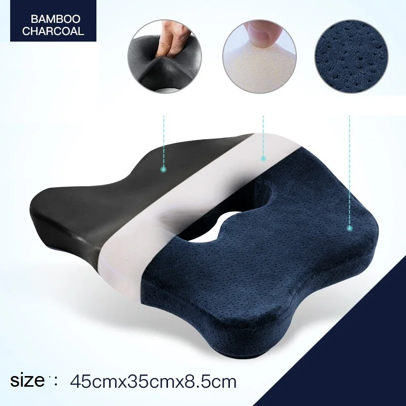 

Bamboo charcoal Coccyx Orthopedic Hip Pad Office Chair Cushion Tailbone Sciatica Pain Relief Premium Memory Foam