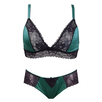 

Glossy ultra-thin cup bra without steel ring sexy triangle cup underwear bra set