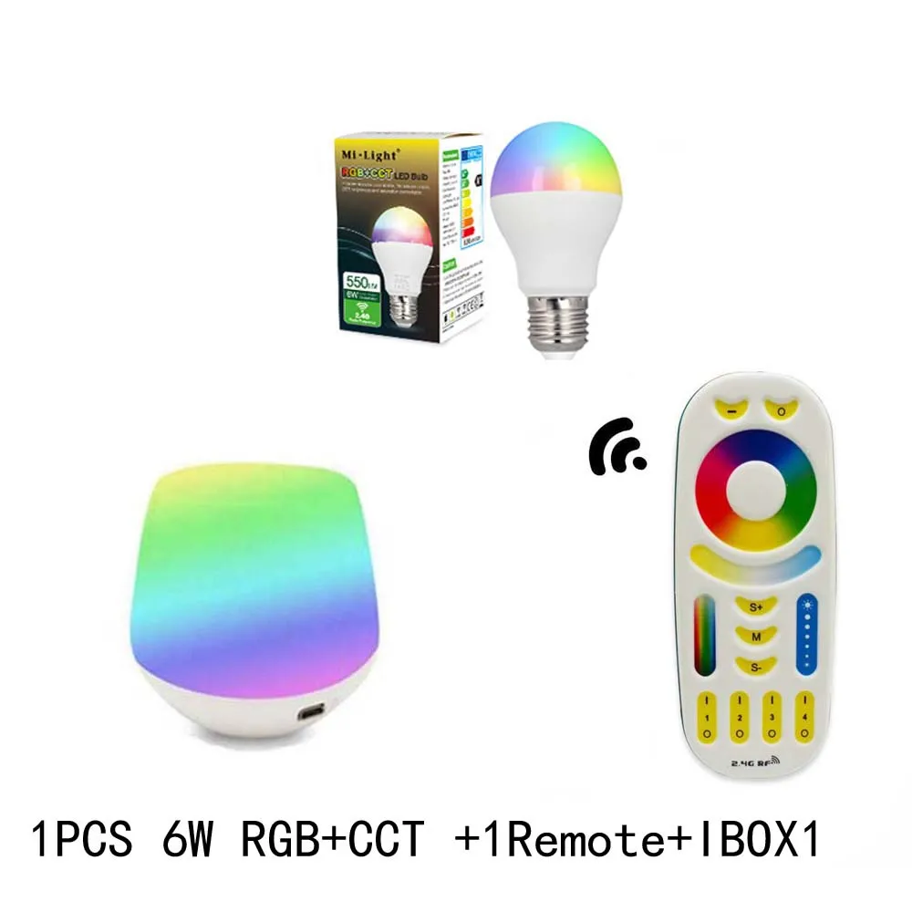 Milight светодиодные лампы 6 Вт E27 RGB + CCT светодиодные лампы + rgbww Remote + IBX1 РФ дистанционного Wi-Fi led прожектор свет AC85-265V Бесплатная доставка