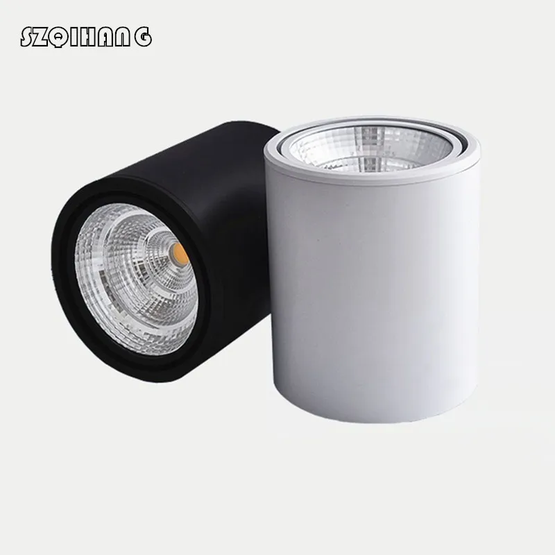 

COB Surface Mounted LED Downlight Dimmable 10W/15W/20W/White/Black Housing AC85-265V COB Led Ceiling Spot Light
