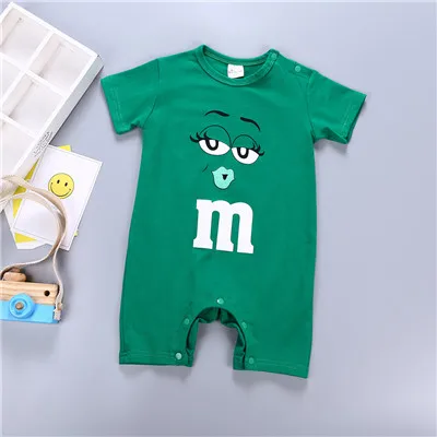 Хлопковые комбинезоны для новорожденных девочек и мальчиков, M chocolates, яркие комбинезоны, летняя мягкая детская одежда с короткими рукавами, Одежда для новорожденных - Цвет: Зеленый