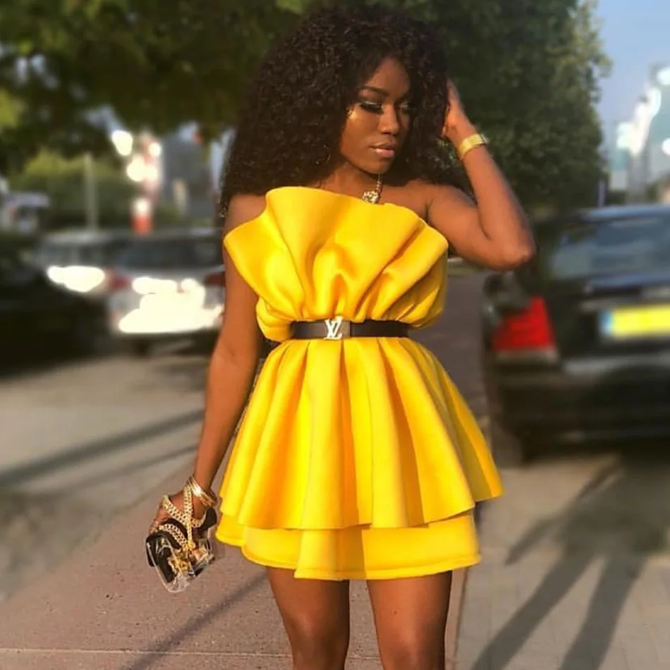 Black Ruched Bodycon Mini Dress Across Neckline Strapless Ruffle Detail