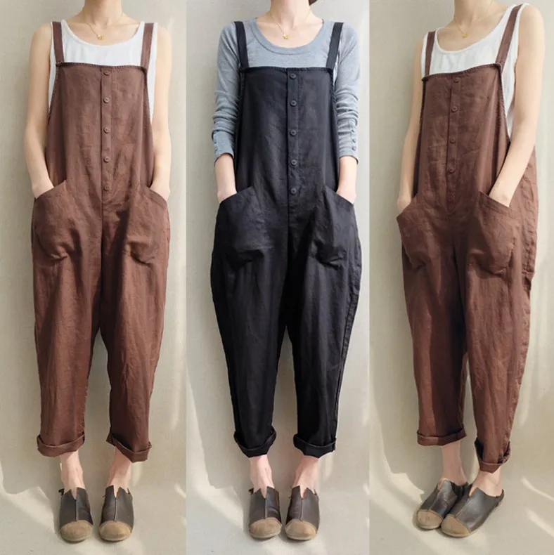 Women Leisure Clothes Retro Loose Wide Leg Pants College Style Female Overalls 2019 Summer Fashion Women Leisure Clothes Retro Loose Wide Leg Pants College Style Female Overalls 2019 Summer Fashion
