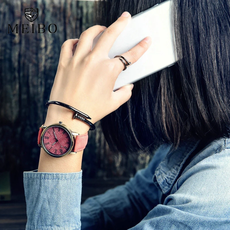 MEIBO Relojes, женские кварцевые часы с кожаным ремешком, мужские повседневные наручные часы, женские часы, женские часы