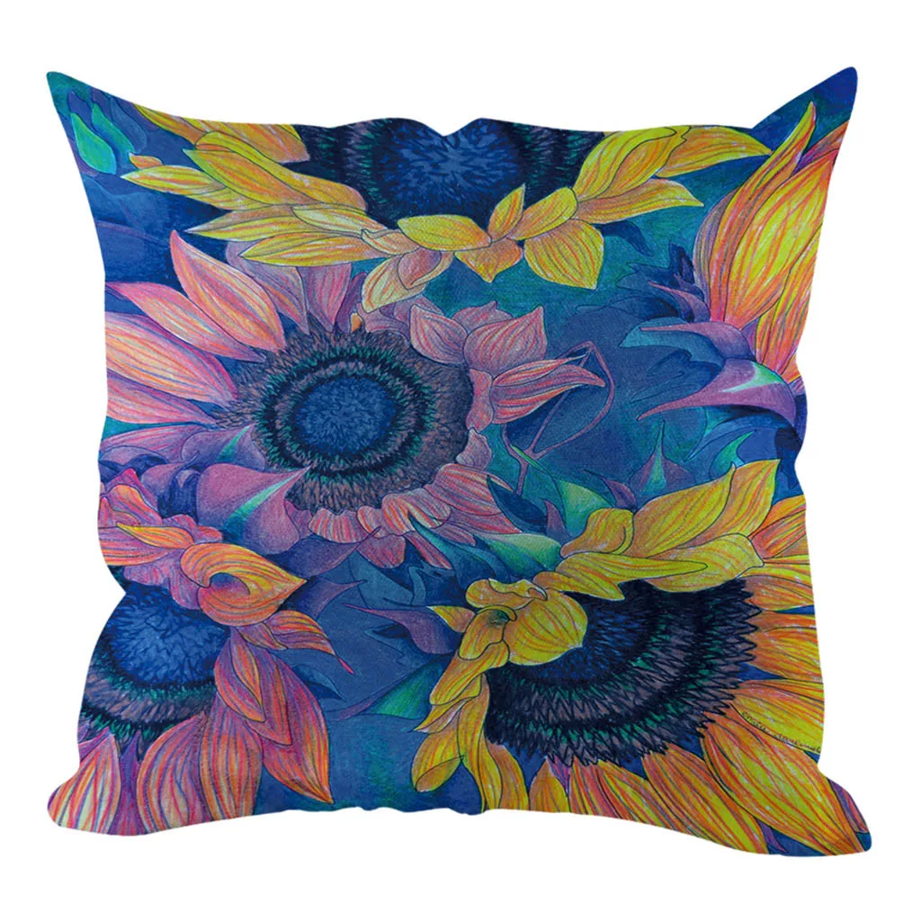 

OUNEED Pillow Case Cushion Cover 45x45cm Sunflower Short Plush Pillowcase Sofa Cushion Set Home Decoration Vintage Luxury Jun19