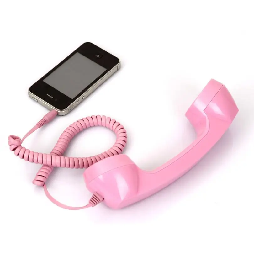 Ретро телефон 3,5 мм Ретро Трубка Наушники сотовый телефон приемник для телефона - Цвет: Розовый