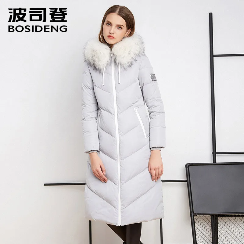 Beste BOSIDENG 2018 winter vrouwen X LONG eend down jas luxe merk echt bont wild taille verdikking Vrouwelijke Warme Kleding B1601178