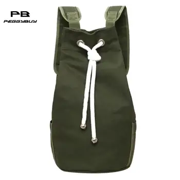 

Canvas Men Backpack Solid Colour String Large Travel Bags Casual Sport Outdoor Male Luggage Travel Bags Barrel Laptop Backpack