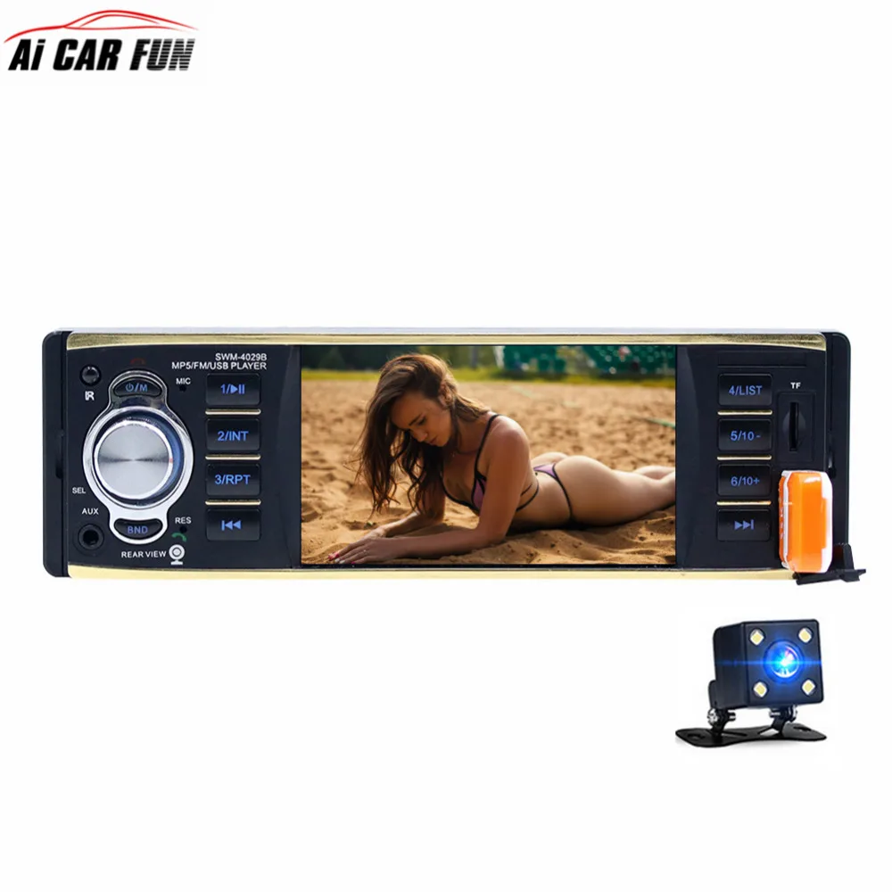

4029B Car Radio Audio Stereo 1Din 4.1 inch TFT Screen USB AUX FM Radio Station Player with Rearview Camera Remote Control