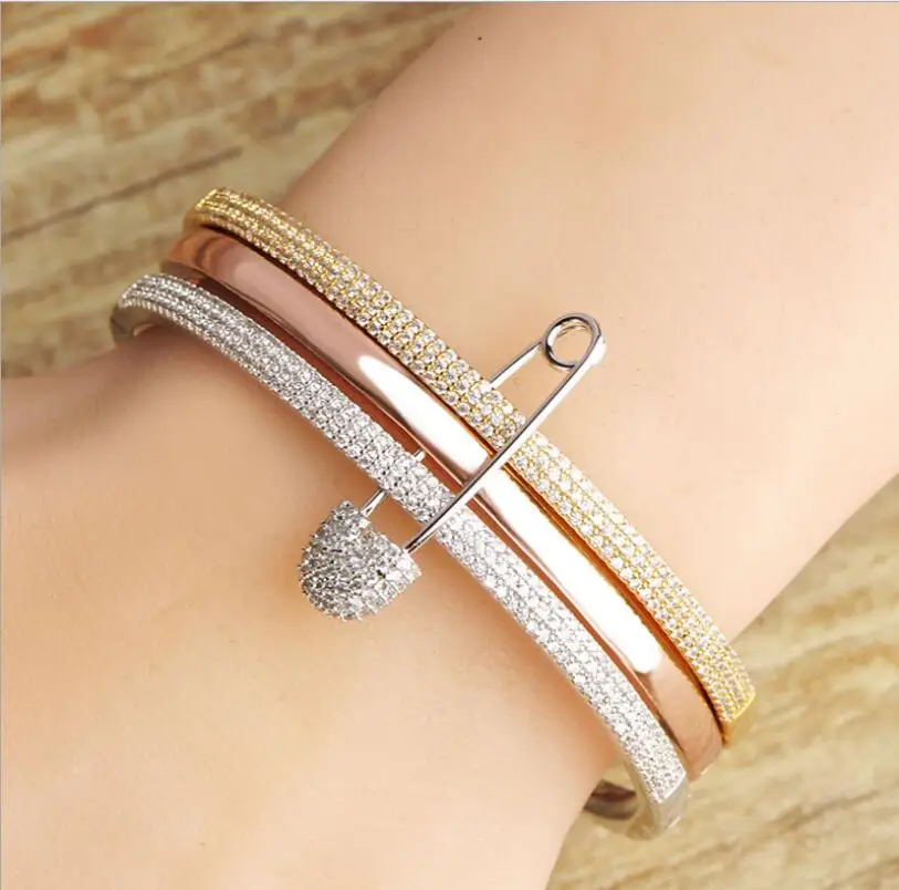 Высококлассный микро-инкрустированный браслет женский трехцветный ...