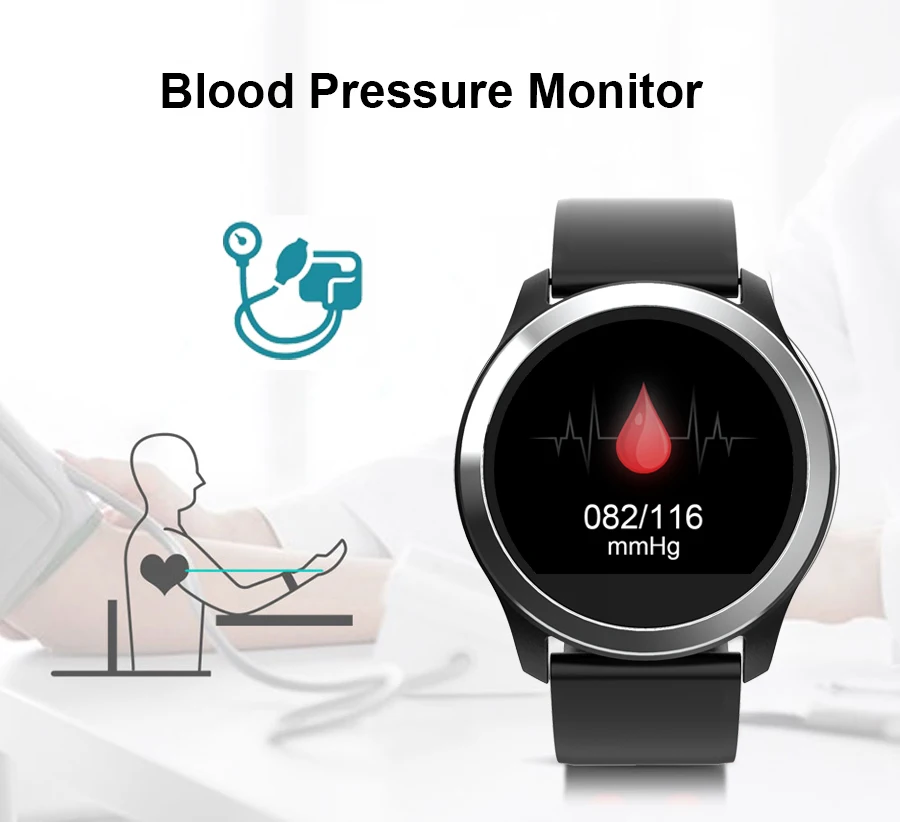 SCOMAS ЭКГ PPG умные часы с 1,2" круглым экраном электрокардиограф ЭКГ дисплей кровяное давление пульсометр умные часы