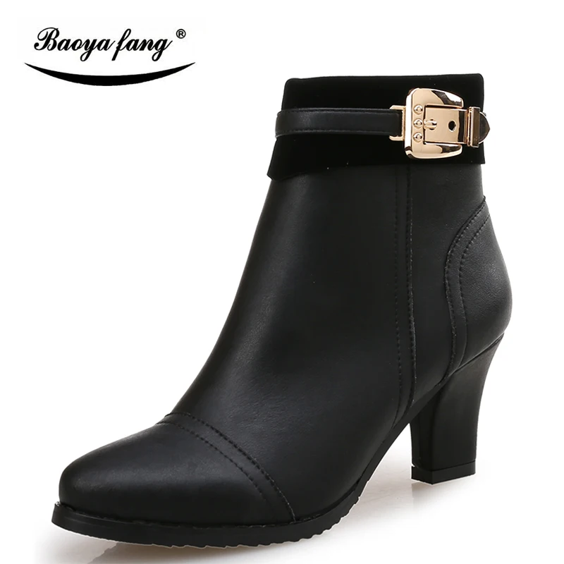 Felpa Talón Nueva Invierno Botines Corto Plantilla Negro Botas Mujeres Red Grueso Llegada 1 Para wine Baoyafang 3wa Mujer OqxpdEwq
