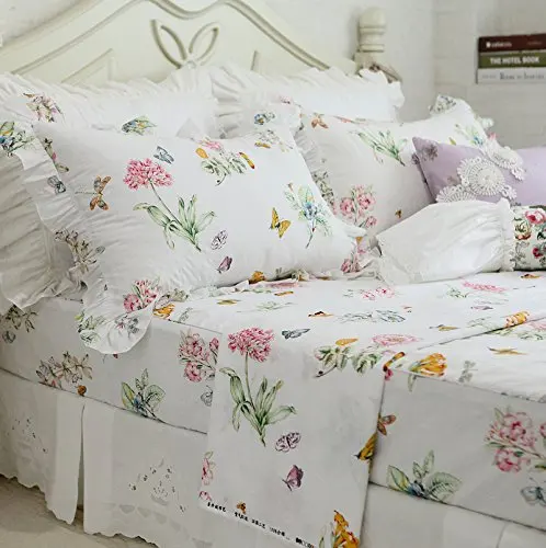 

WINLIFE Colorful Butterfly Bedroom Set Pink Floral Bedding Collections