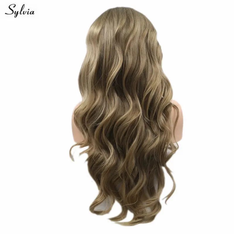Sylvia бесплатная часть парик для леди коричневый смесь блондинка синтетический Синтетические волосы на кружеве парик Для женщин Косплэй