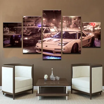 

Wall Art 5 Panel Colorful Modern Car Modular Pictures Painting Decoration Posters HD Home Framework for Living Room Decorative