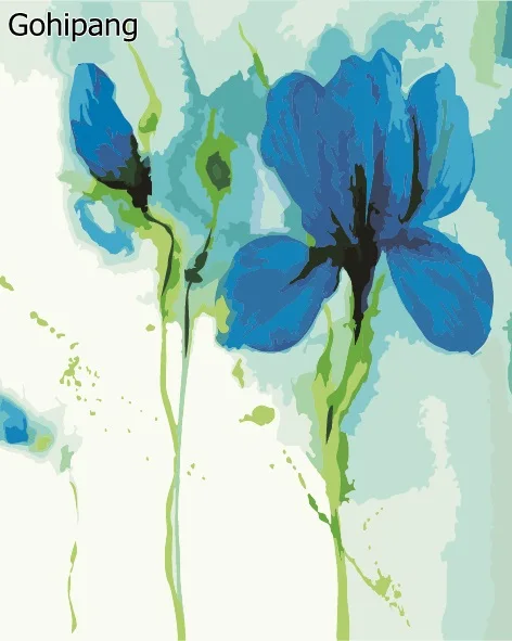 

Frameless picture on wall linen painting by numbers abstract oil painting unique gift paint by numbers beautiful flower
