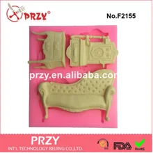Silica gel PRZY 3hole Baroque Furniture Silicone Fondant Mould cake decorating mold food grade molds