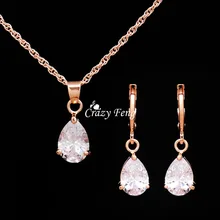 Золотой Цвет Ювелирные наборы AAA Циркон CZ Подвеска с природным камнем Цепочки и ожерелья серьги свадебный комплект ювелирных изделий для Для женщин
