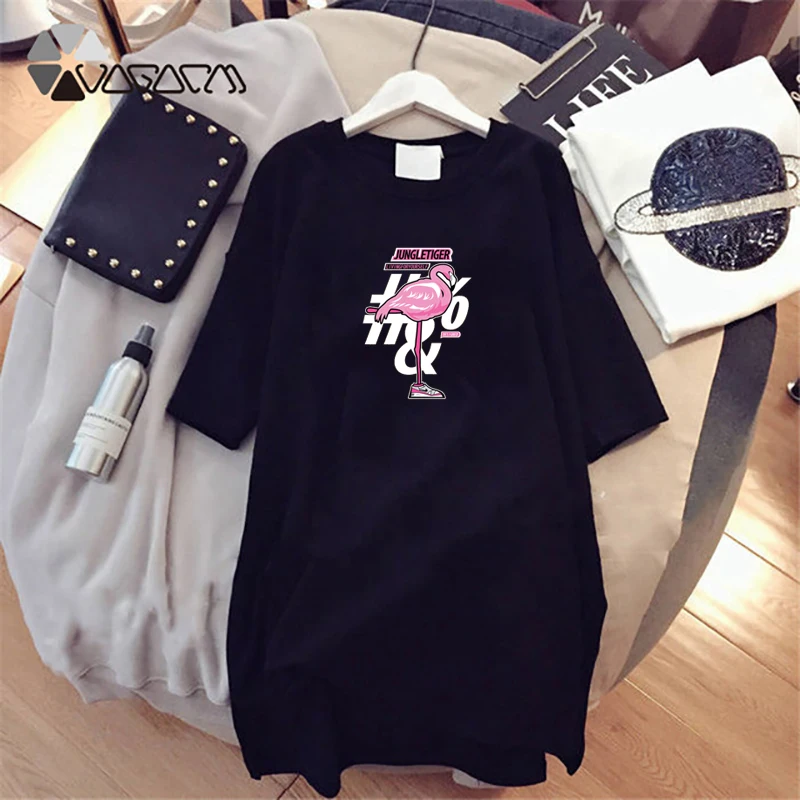 

Women Summer Dresses Romantic Flamingo Print Clothing Casual Loose Women Clothes Female Fashion Plus Size Mini Dress