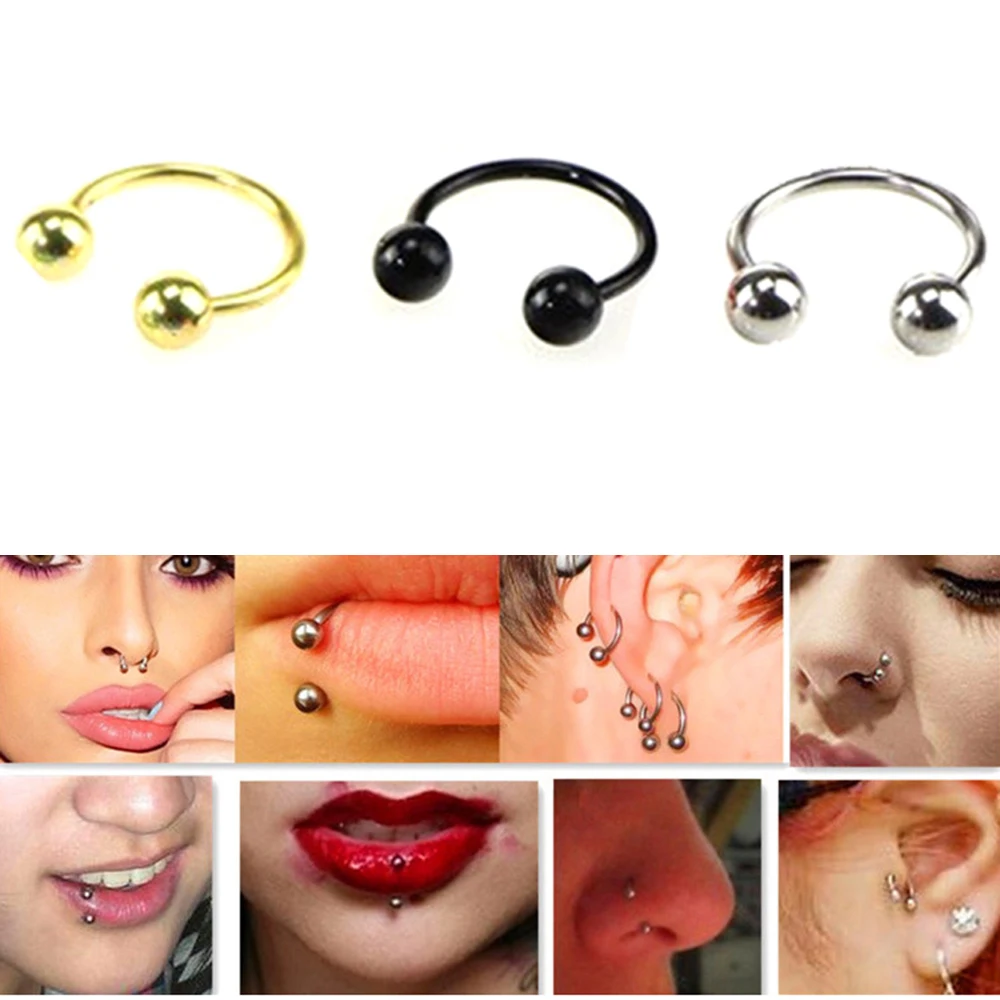 

Titanium Anodized Circular Barbell Horseshoe Ring Nose Hoop Ear Cartilage Tragus Piercing Labret Ring For Unisex Jewelry