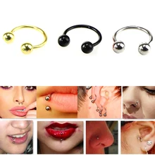 Titanio anodizado Circular Barbell herradura anillo nariz aro oreja cartílago Tragus Piercing Labret anillo para joyería Unisex(China)