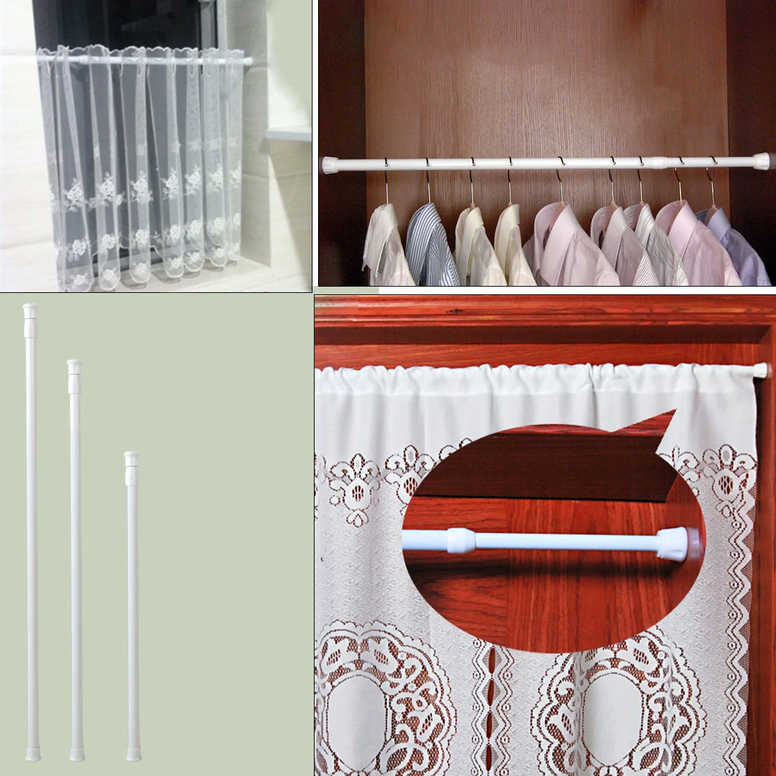 

High Quality Durable Iron Curtain Poles Adjustable Curtain Rods Home Multifunction Necessities Accessories Extendable PolesP1
