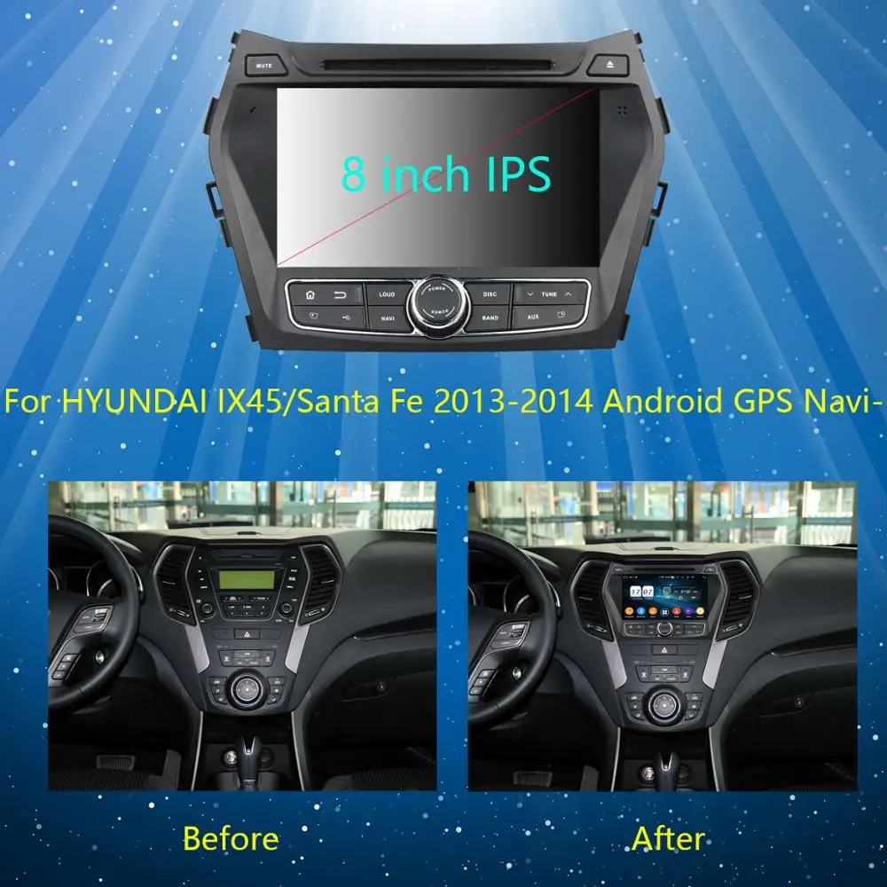Cheap 8" IPS 8Core 4G RAM+64G ROM Android 9.0 Car DVD Radio GPS Navi For Hyundai IX45 Santa FE 2013 2014 2015 2016 DSP CarPlay 2