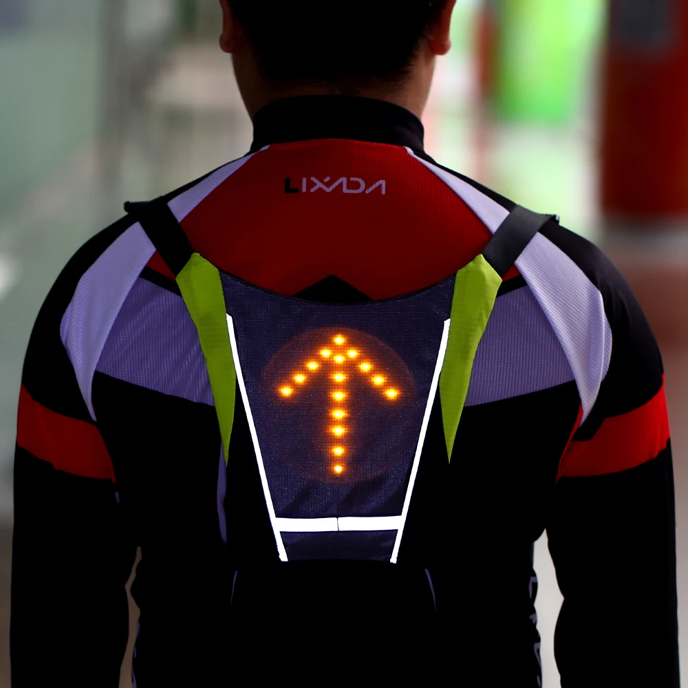 Lixada USB светоотражающий жилет рюкзак с светодиодный светильник указателя поворота с пультом дистанционного управления для спорта на открытом воздухе защитная сумка для прогулок и бега