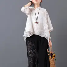 Женские длинные рубашки из органзы Топы оверсайз Цветочные вышитые белые кружевные милые футболки с длинными рукавами