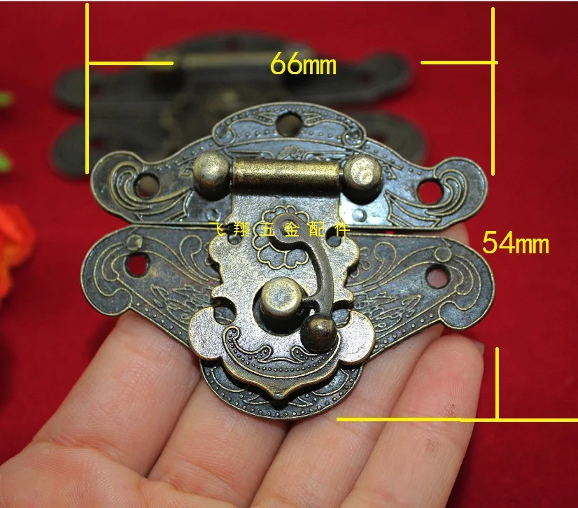10pcs Antique Brass Decorative Hasp Jewelry Box Hasp Latch Lock 66x54mm