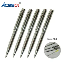 ACMECN 5 шт./лот Шариковая ручка для ноутбука яркое серебро мини латунная шариковая ручка сменная заправка канцелярские принадлежности для школьников, студентов