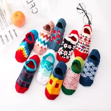 Весенние трендовые счастливые носки, женские хлопковые носки-лодочки, забавные оригинальные носки harajuku с ромбовидными волнами