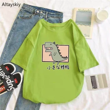 

T-shirts Women 2020 Summer Harajuku Loose Korean Style Simple Womens Print O-Neck Short Sleeve Female Daily Trendy Kawaii Sweet