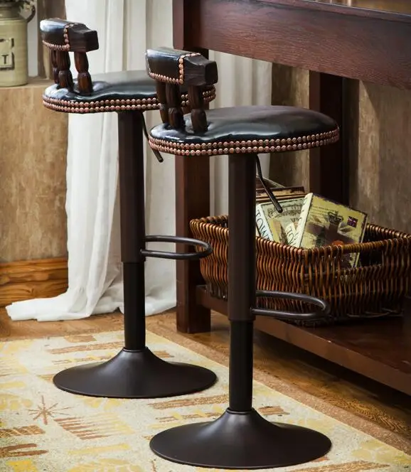Elevating stool. Bar stool. Solid wood back stool. Chair.008