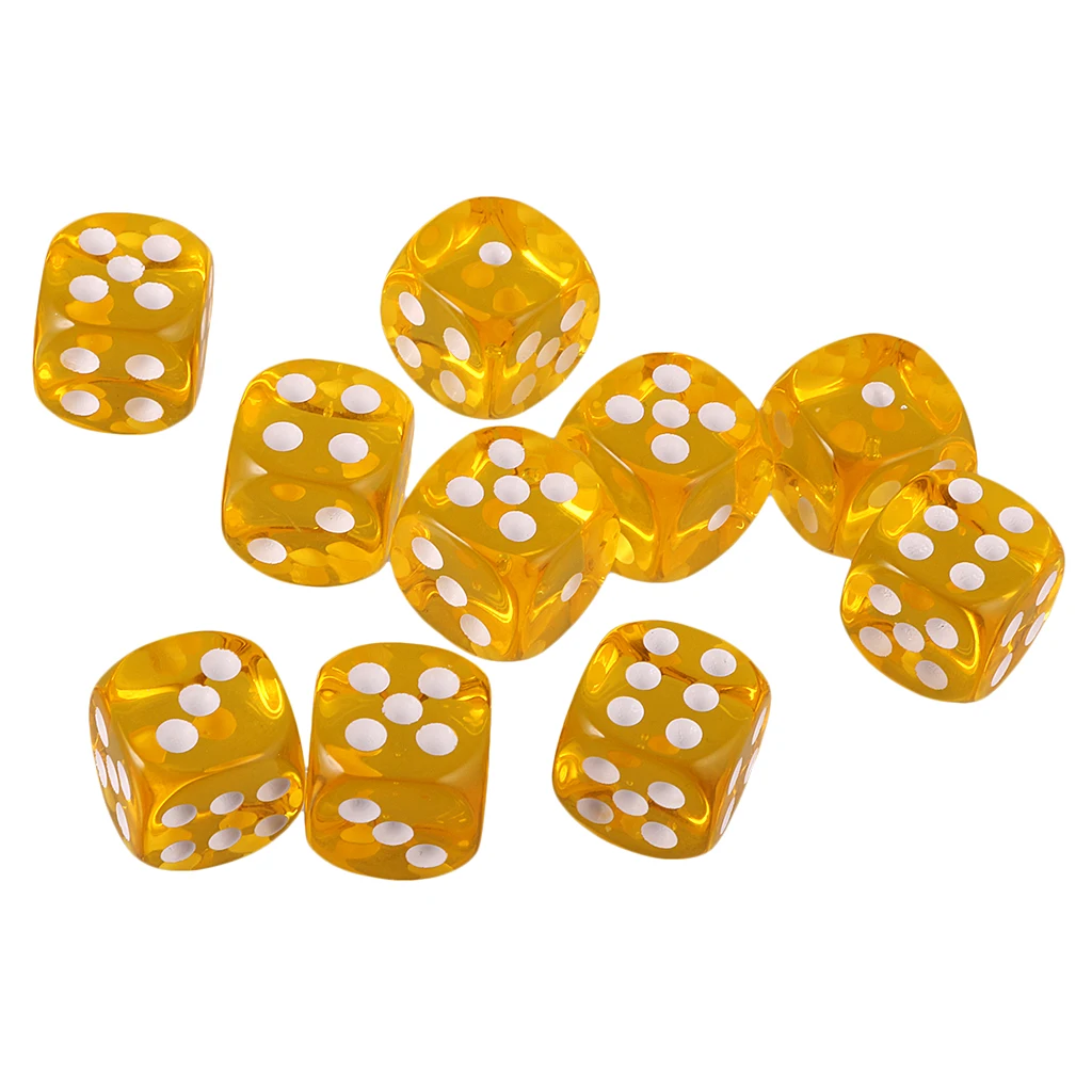 Pack of 10pcs Acrylic  Standard  Size Blank D6 Dice for D&D TRPG Party Board Game Toys            