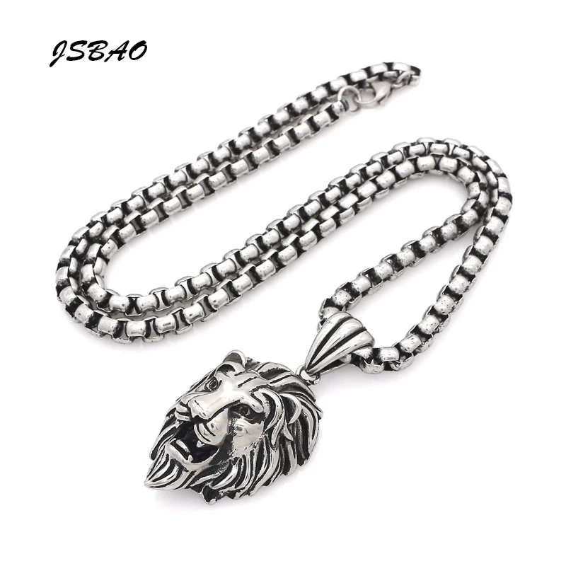 JSBAO Hip Hop Big Lion Head Pendant & Necklace Animal King Vintage