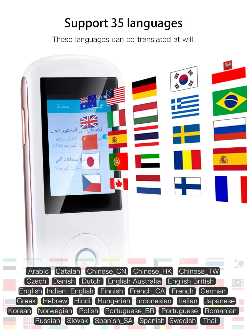 XYCING Portable Translator Real time Instant Smart Voice Translator Simultaneous Translation 35 Languages 4G WIFI Global Online