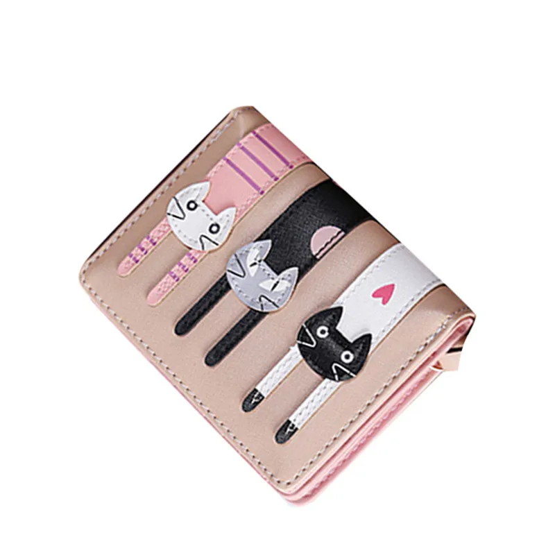 Lovely Cartoon Cute Cat Short Wallet Women PU Leather Bifold Photo font b Coin b font