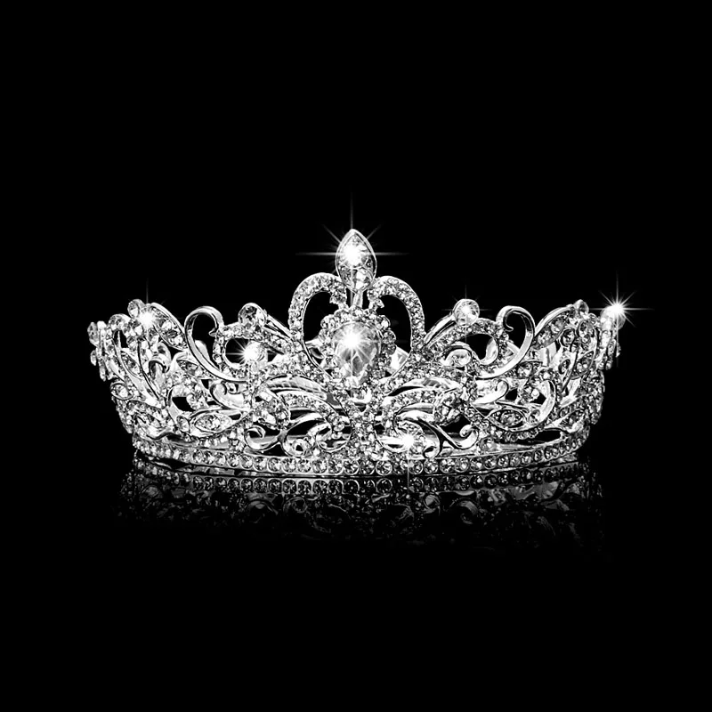 Wanita Hairwear Mahkota Tiaras Ikat Kepala Pengantin Aksesoris Rambut Kristal Berlian Buatan Mahkota Ikat Kepala Kristal Yang Menakjubkan Tiara-Internasional