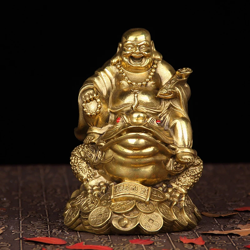 A lucky toad smiling Buddha Buddha Maitreya Ruyi ornaments copper
