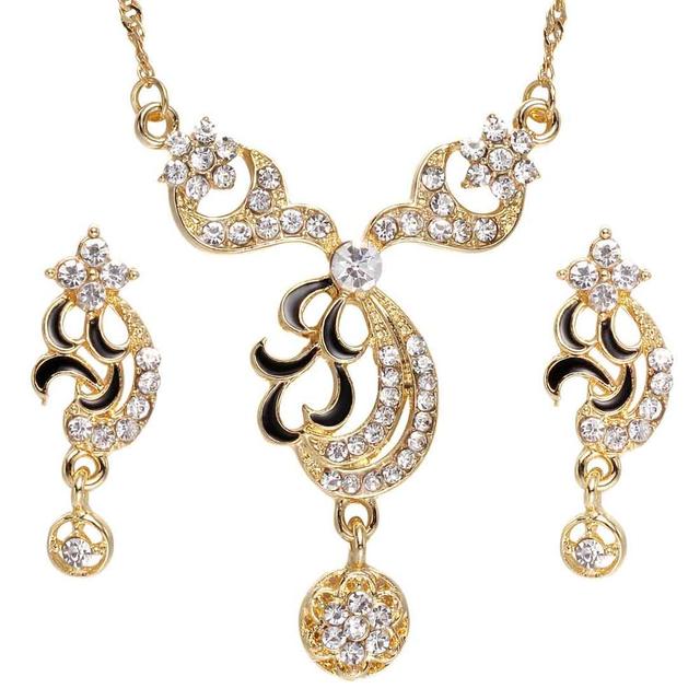 Wedding Accessories Dubai Gold Jewelry Set Nigerian Crystal Necklace Drop Earrings Women Italian Bridal Jewelry Sets