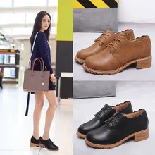 Новинка; сезон весна-осень; женские туфли из мягкой кожи в британском стиле на плоской платформе с квадратным каблуком; женские оксфорды