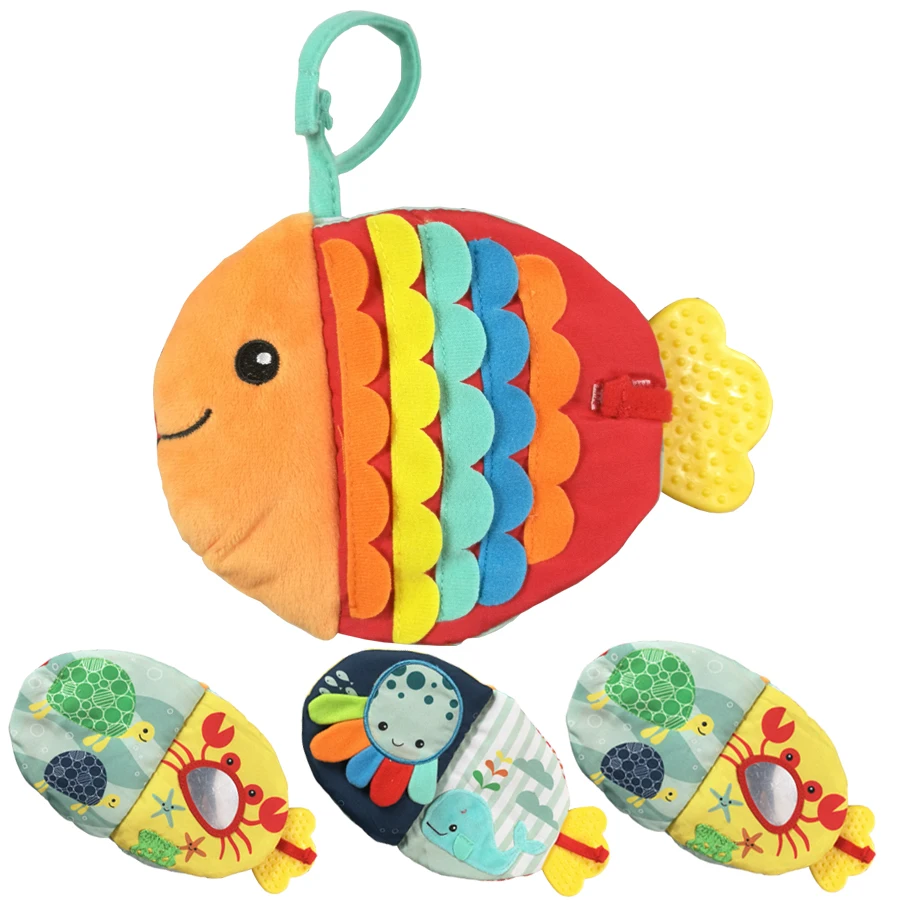 

Baby Toys 0-12 Months Intelligence Development Fish Cloth Book Rattles Unfolding Activity Books Cute Animals Kids Toys DS9