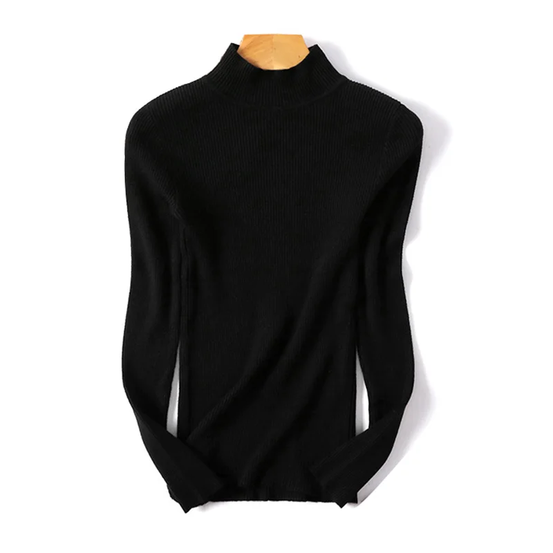 ShejoinSheenjoy Spring Autumn Women Pullovers Sweaters Fashion Slim Half Turtleneck Knitted Tops Women Elastic Casual Sweater (7)