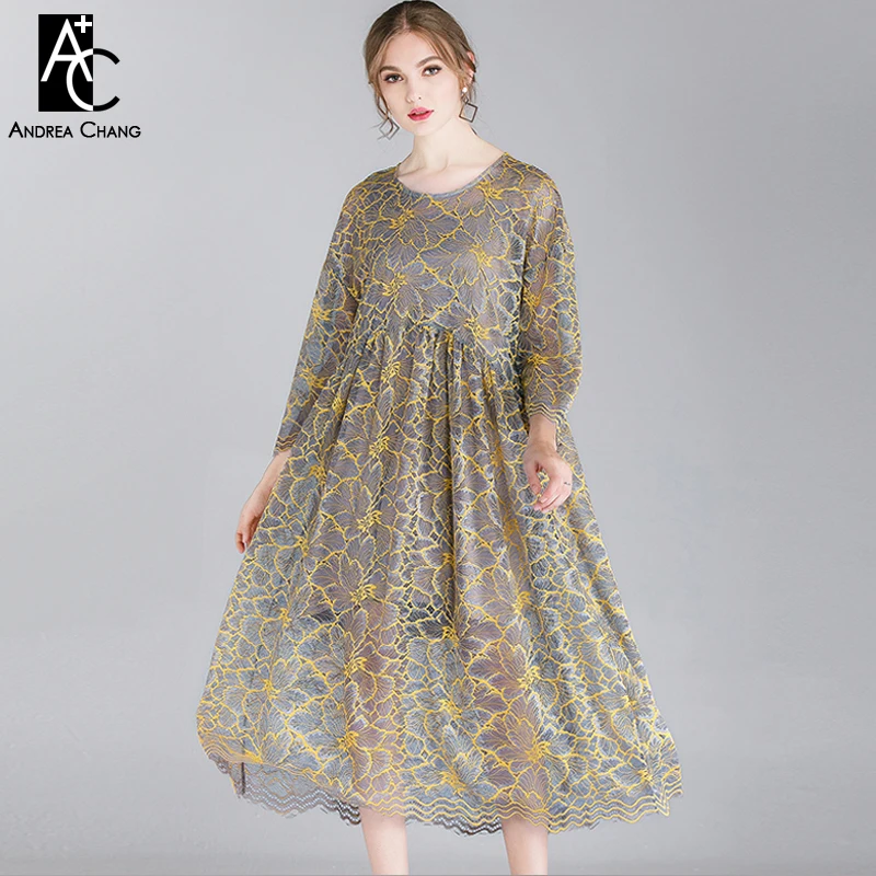 yellow and white lace dress