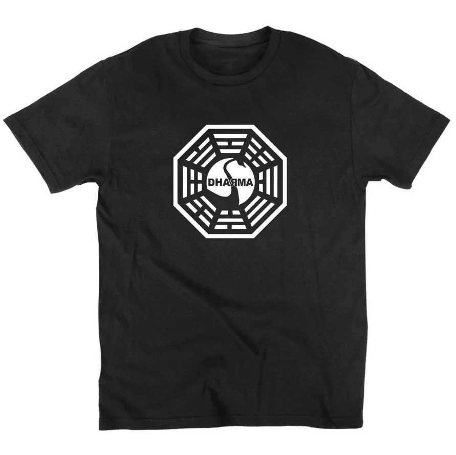 

Mens t shirts American TV Series LOST Dharma Initiative t shirt Cotton O NECK short sleeved t-shirt Summer tshirt euro size