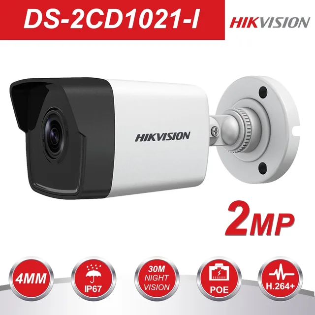 Original Hikvision 1080P Waterproof Bullet IP Camera DS-2CD1021-I Camera 2 Megapixel CMOS CCTV IP Security Camera PoE Outdoor